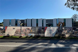 Front view of Dandenong Tech School construction site.