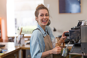 Hospitality student in our campus cafe doing placement.