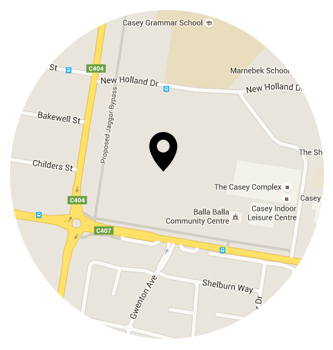 Map showing location of Cranbourne campus